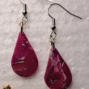Elegant Pink Teardrop Earrings Hypoallergenic Nickel Free Polymer